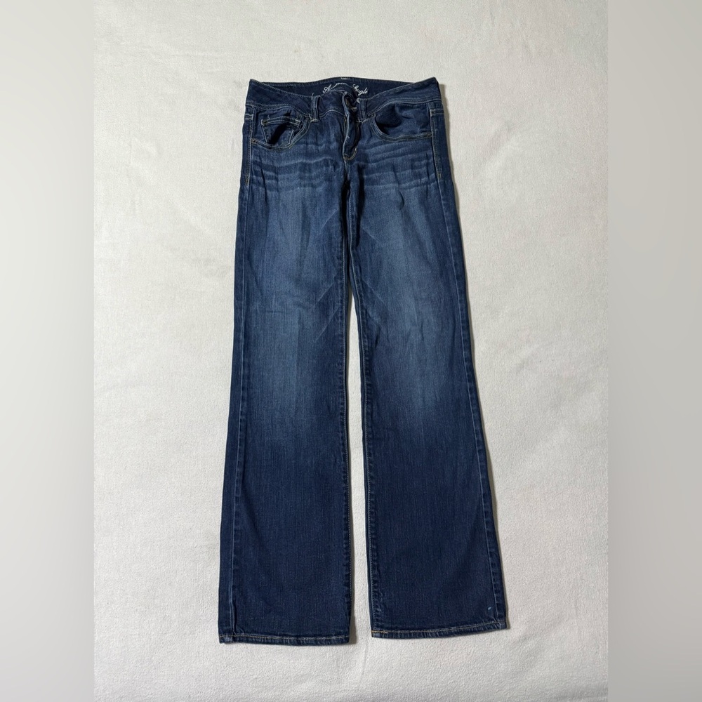 American Eagle Jeans Womens 6 Reg Blue Dark Wash Slim Boot Low Rise Stretch